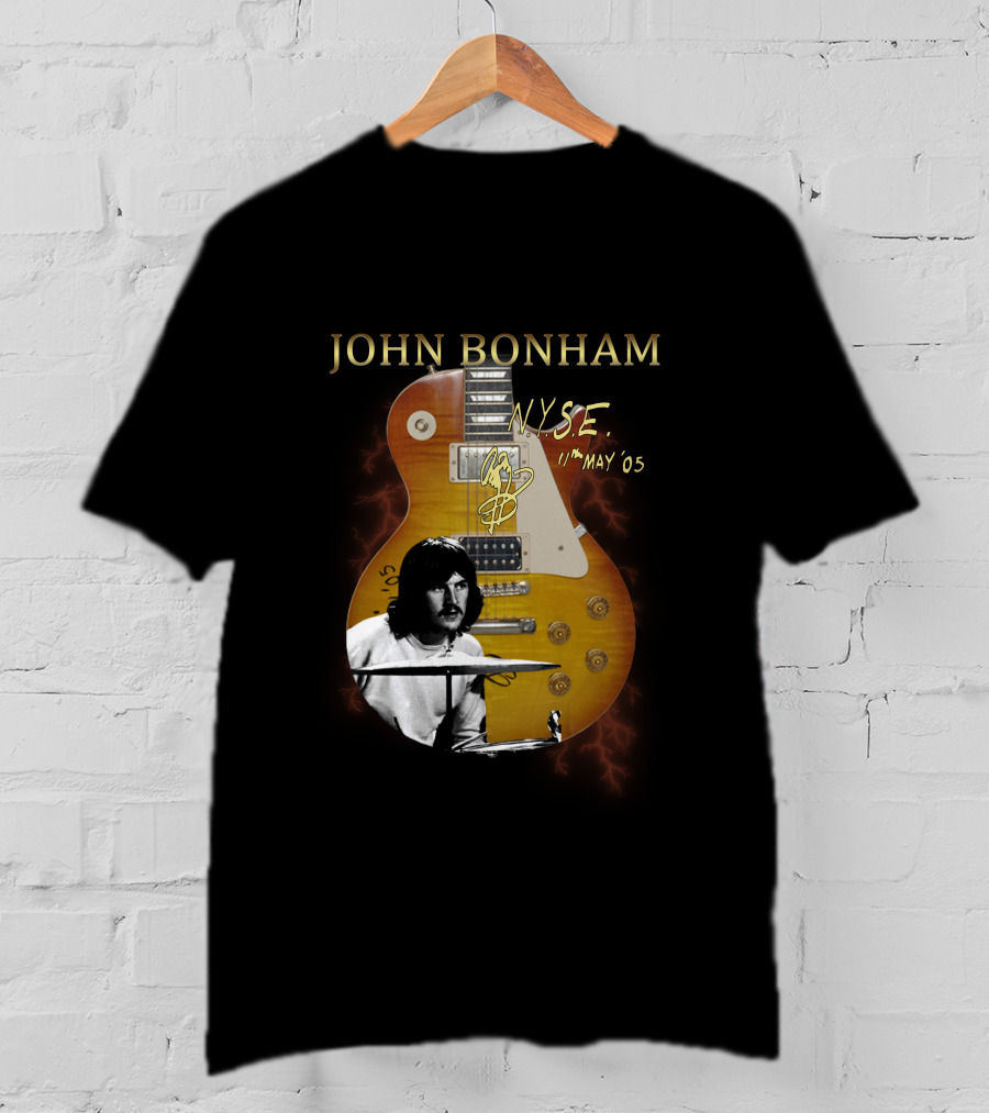 John Bonham NYSE 11th May '05 Signature Guitar Image T-Shirt