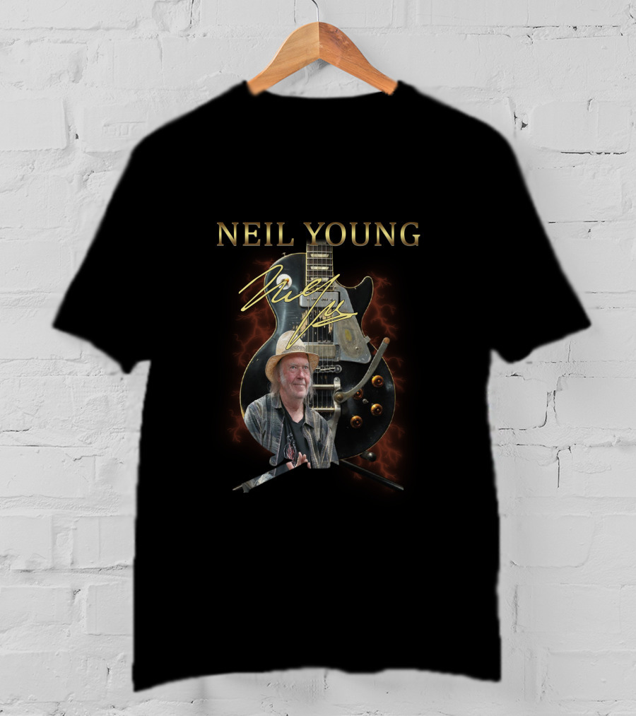 NEIL YOUNG Signature Guitar With Image T-Shirt