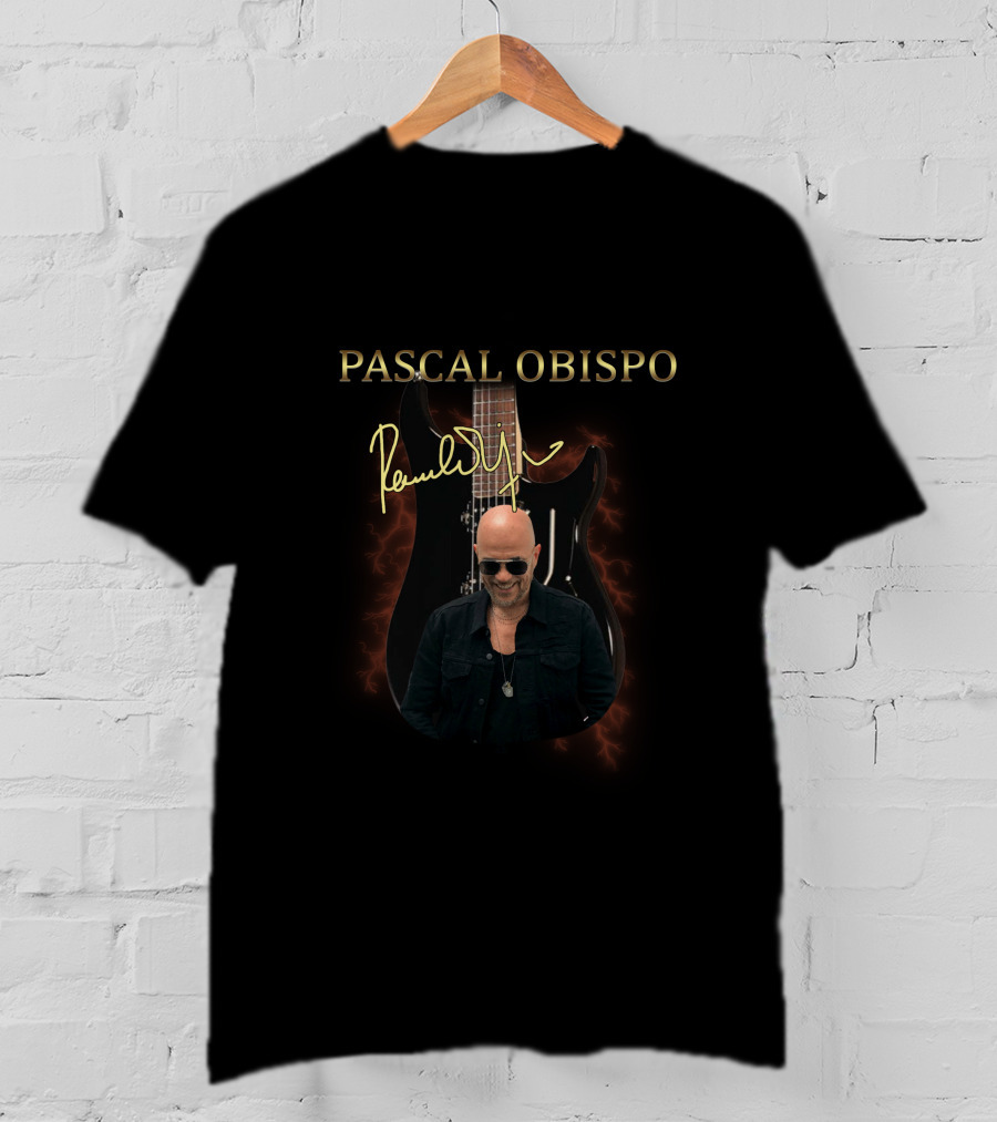 PASCAL OBISPO Signature Guitar Design Black T-Shirt