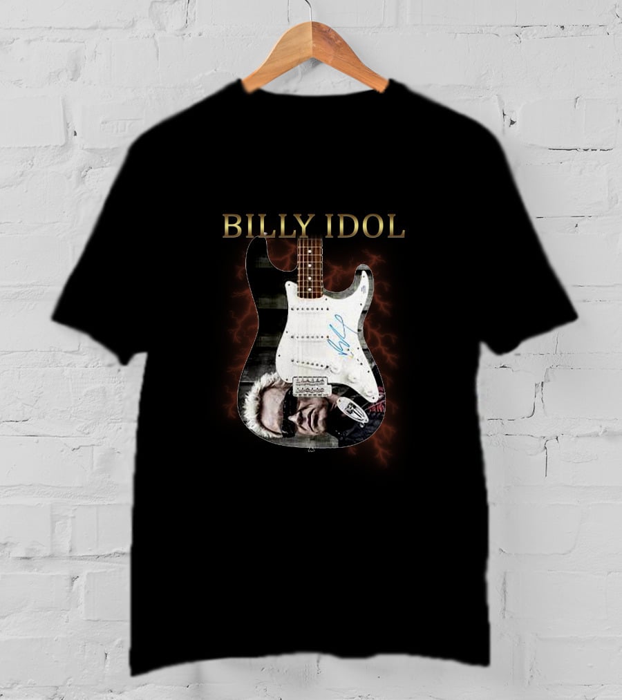 BILLY IDOL Electric Stage Guitar Signed Heroic T-Shirt