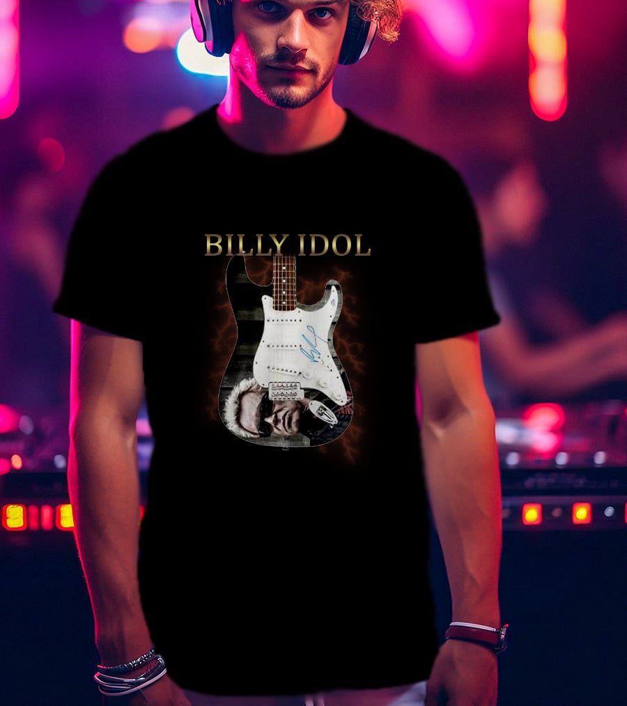 BILLY IDOL Electric Stage Guitar Signed Heroic T-Shirt