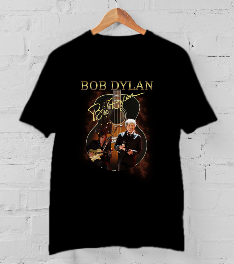 BOB DYLAN Signature Guitar Concert Performance T-Shirt