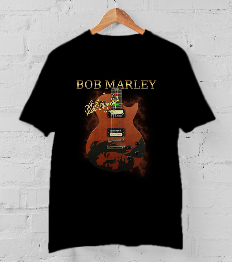 BOB MARLEY Signature Guitar Design With Bob Marley T-Shirt