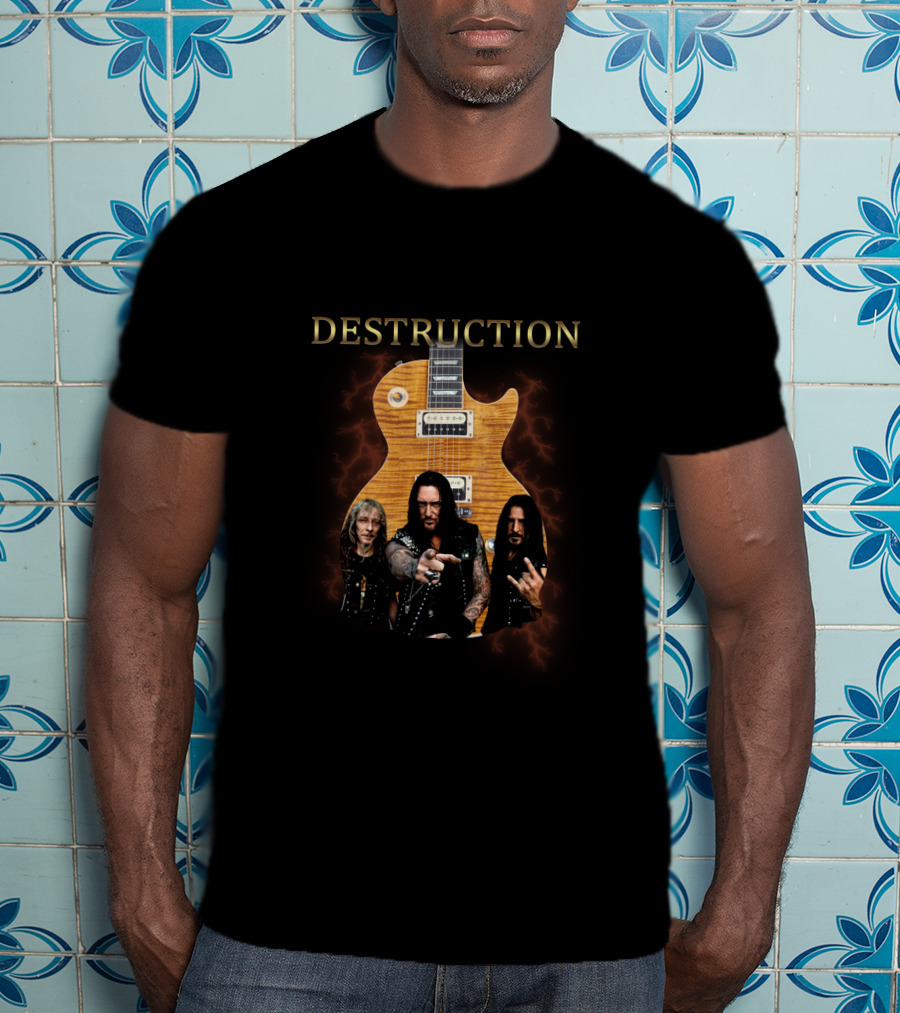 Destruction Band Members With Signature Guitar T-Shirt