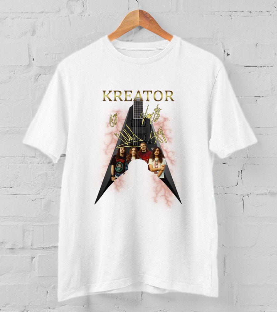 Kreator Band Guitar Graphic With Band Members T-Shirt
