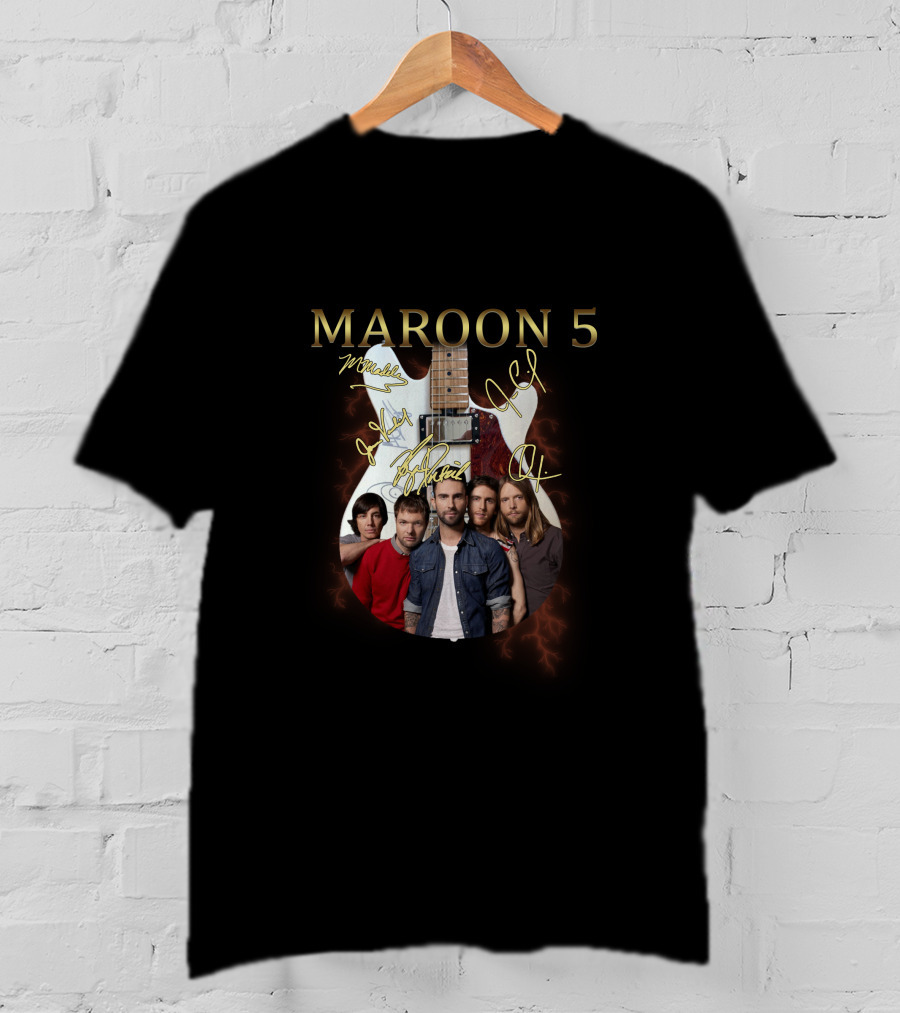 MAROON 5 Band Members With Signature Guitar T-Shirt