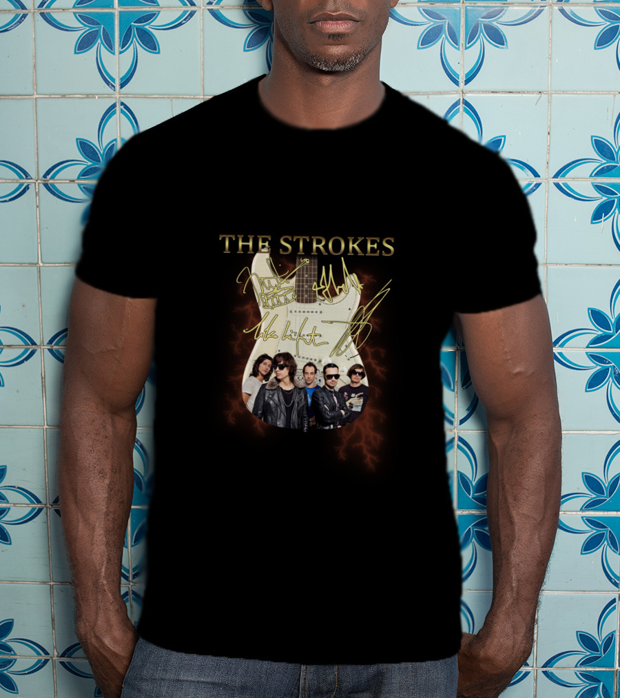 The Strokes Electric Guitar Band Members T-Shirt