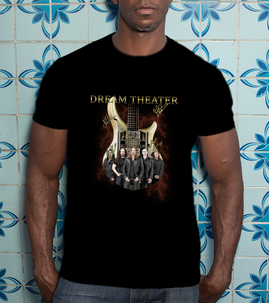 Dream Theater Guitar With Band And Signatures T-Shirt