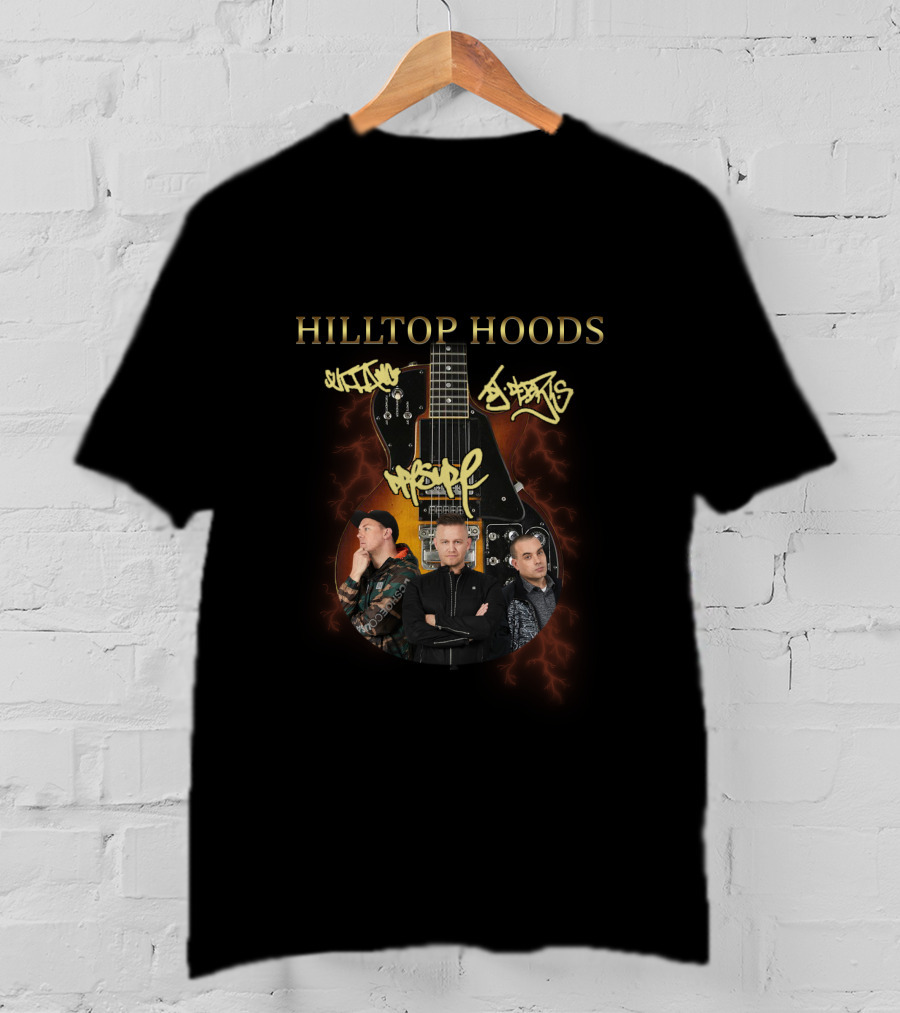 Hilltop Hoods Guitar Graffiti Art And Group Photo T-Shirt