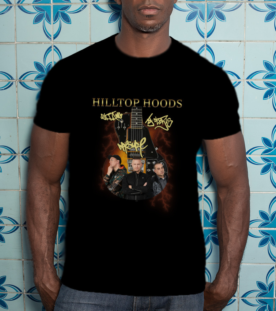 Hilltop Hoods Guitar Graffiti Art And Group Photo T-Shirt