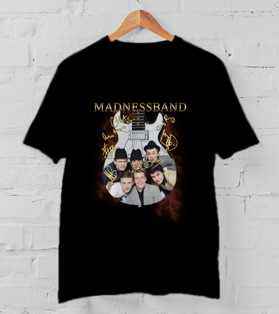 MADNESSBAND Guitar Signature Collage With Band Members T-Shirt