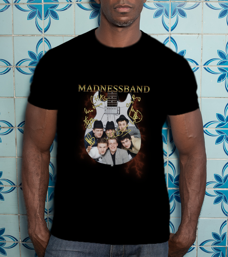 MADNESSBAND Guitar Signature Collage With Band Members T-Shirt