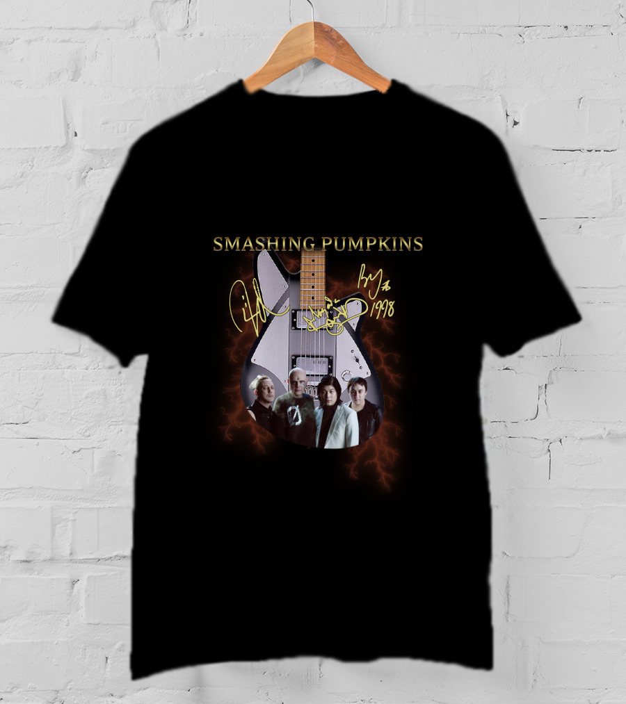 Smashing Pumpkins Signature Guitar With Band Photo 1998 T-Shirt