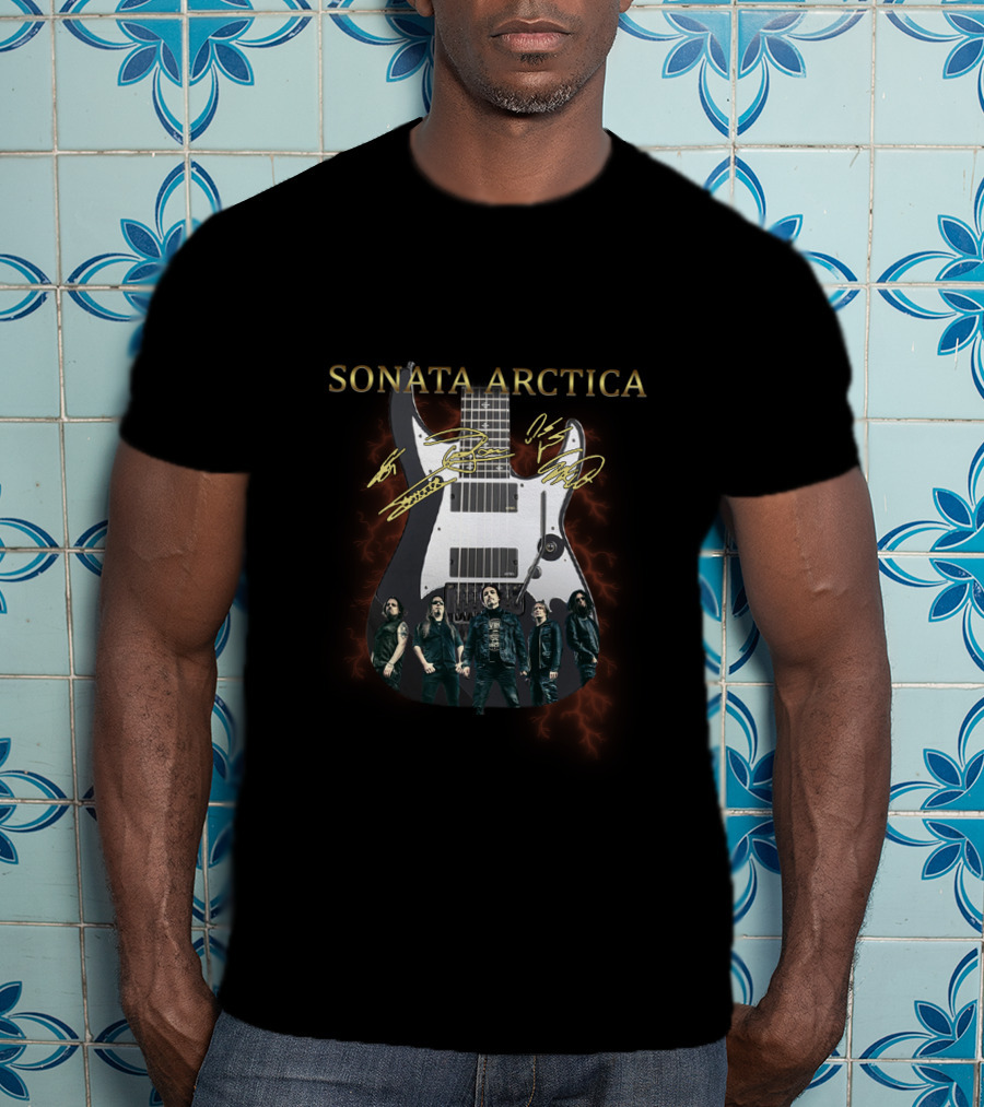 SONATA ARCTICA Signature Guitar With Band Members Autographs And Image T-Shirt
