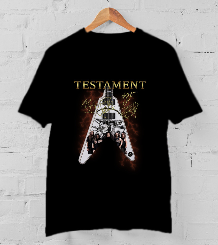 TESTAMENT Electric Guitar With Signatures And Band Members T-Shirt