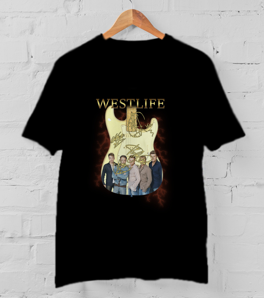 Westlife Guitar And Band Members Montage T-Shirt