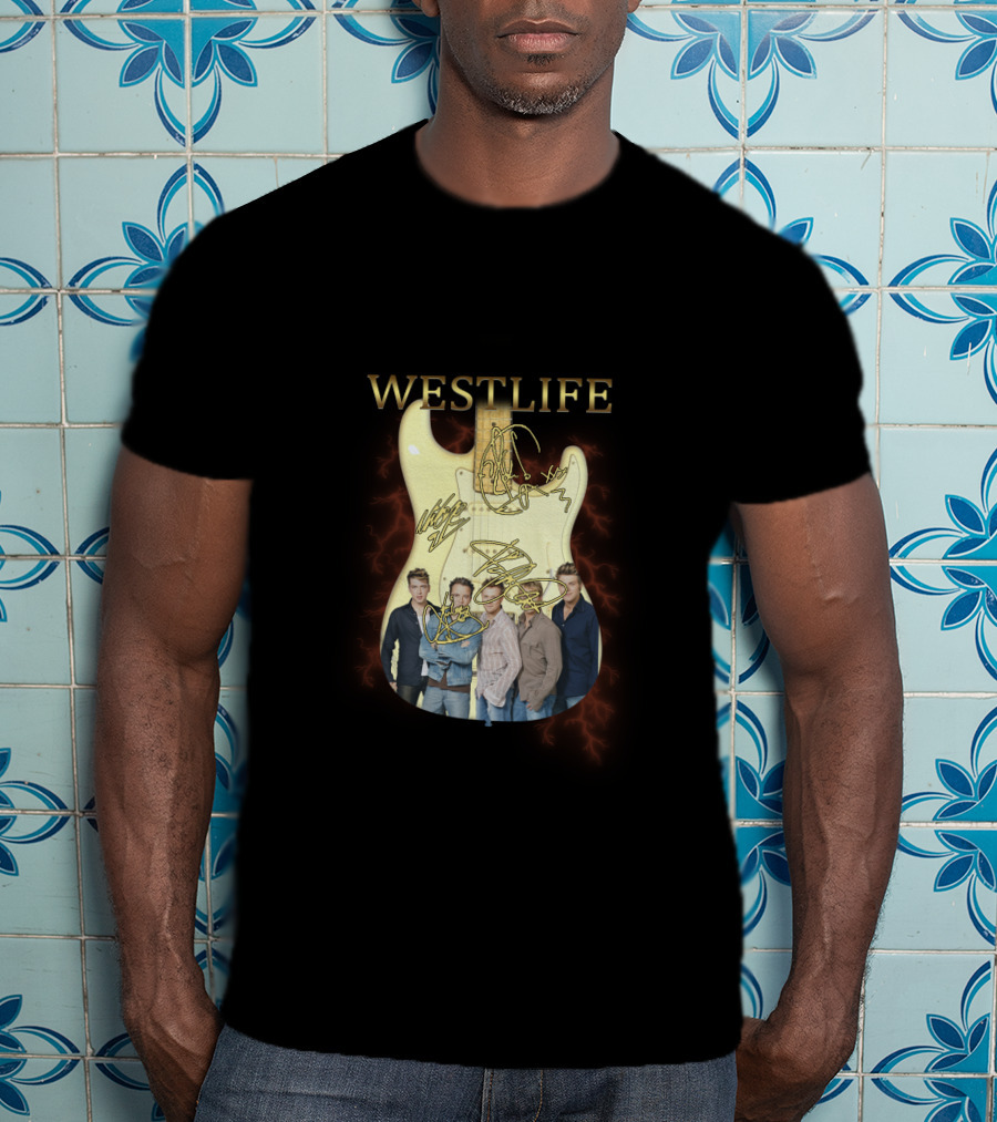 Westlife Guitar And Band Members Montage T-Shirt