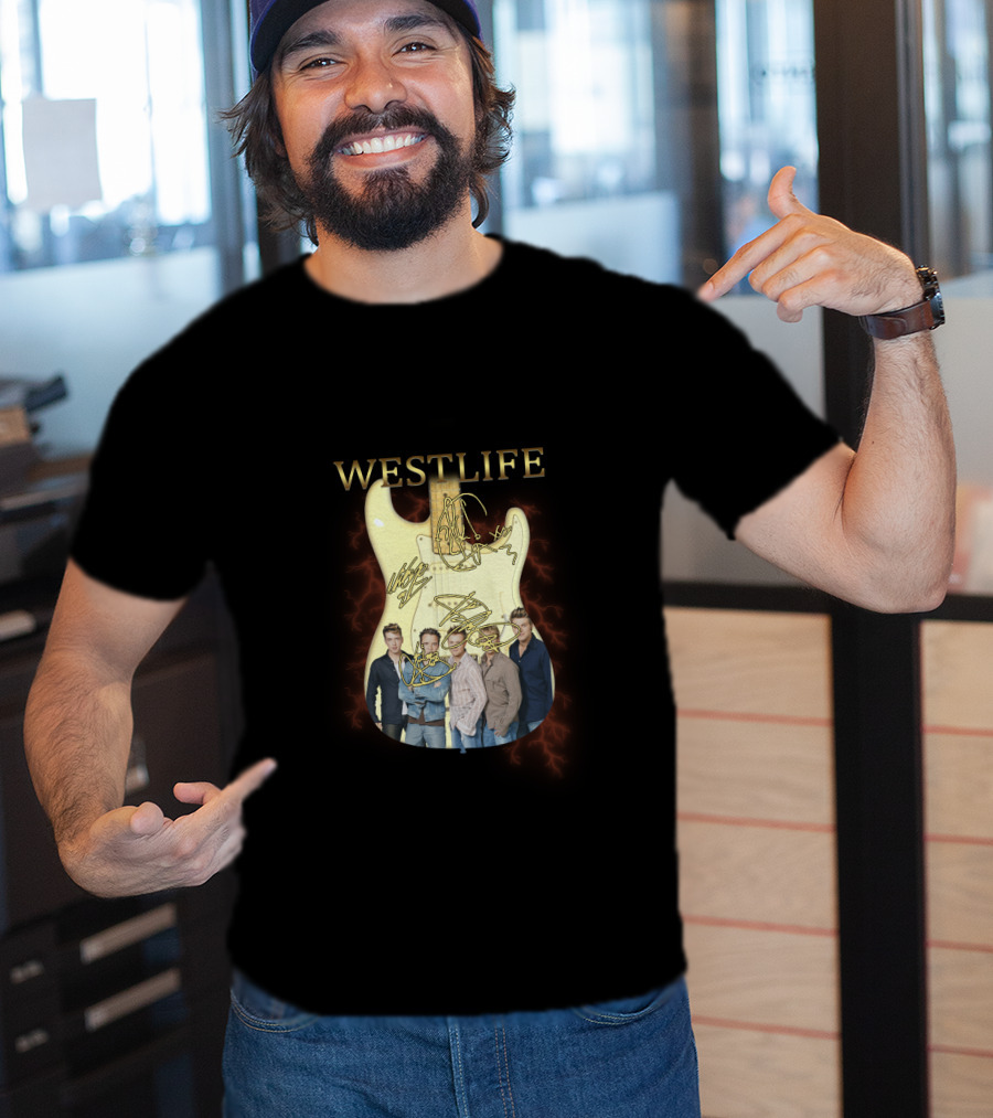 Westlife Guitar And Band Members Montage T-Shirt