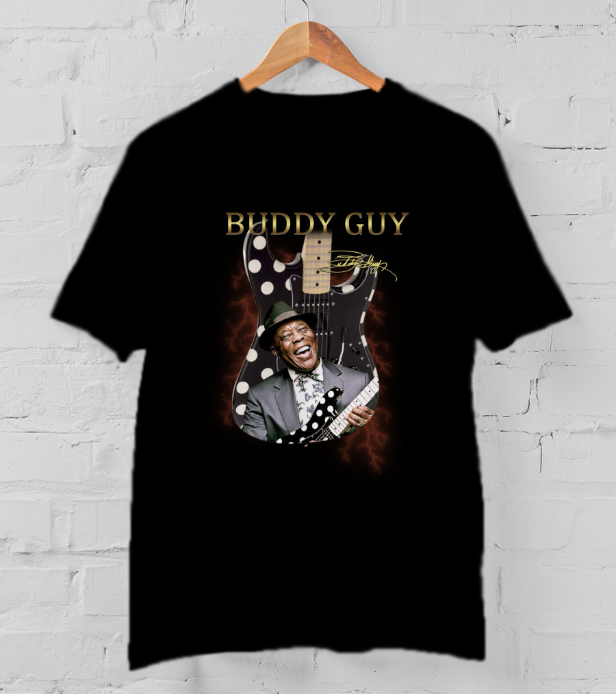 BUDDY GUY Polka Dot Guitar And Signature Image T-Shirt