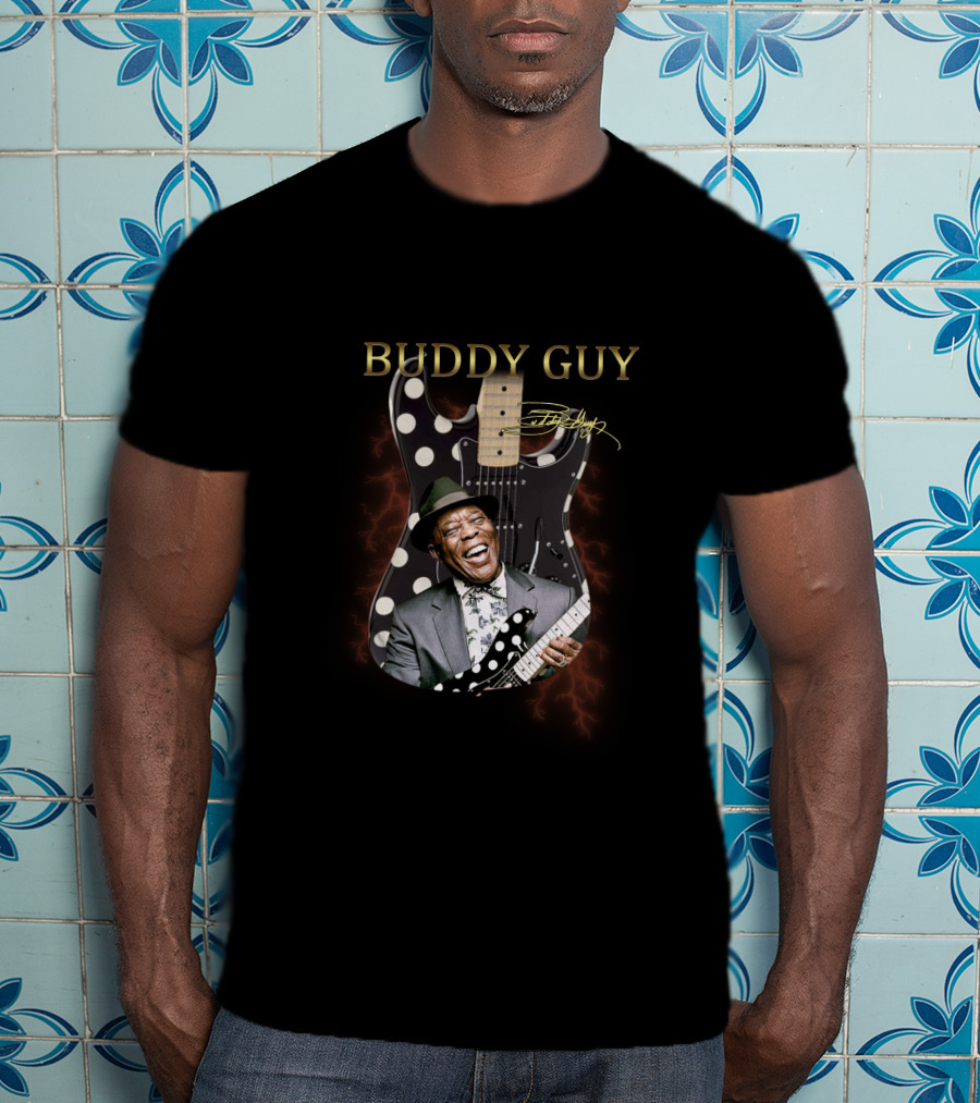 BUDDY GUY Polka Dot Guitar And Signature Image T-Shirt