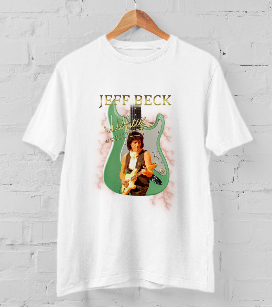 JEFF BECK Signature Electric Guitar With Performer Image T-Shirt