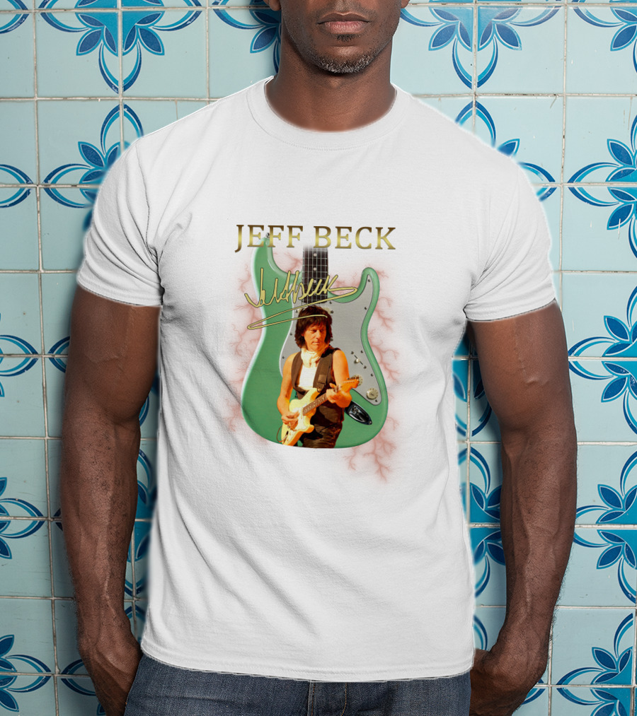 JEFF BECK Signature Electric Guitar With Performer Image T-Shirt