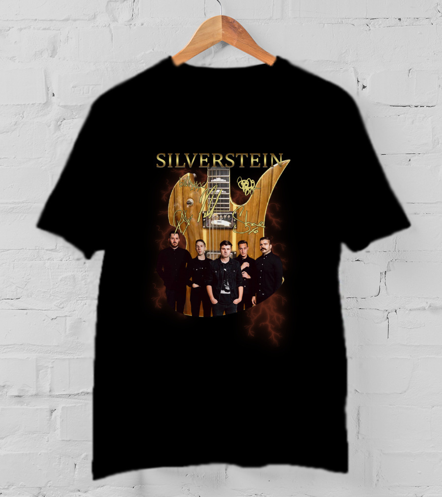 Silverstein Band Guitar With Electric Background T-Shirt
