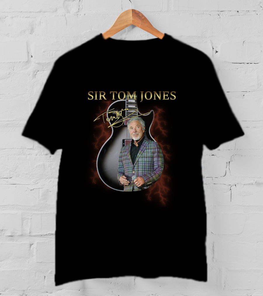 Sir Tom Jones Guitar With Legendary And Iconic Plaid Jacket T-Shirt