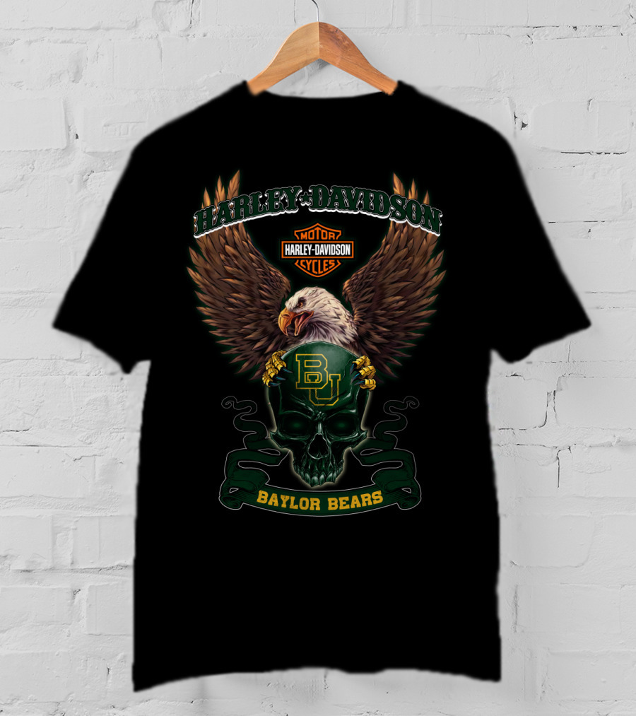 Harley Davidson Motor Cycles Eagle Bu Baylor Bears T-Shirt
