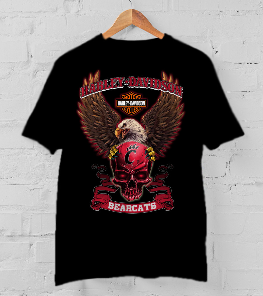 Harley Davidson Cincinnati Bearcats Eagle Skull T-Shirt