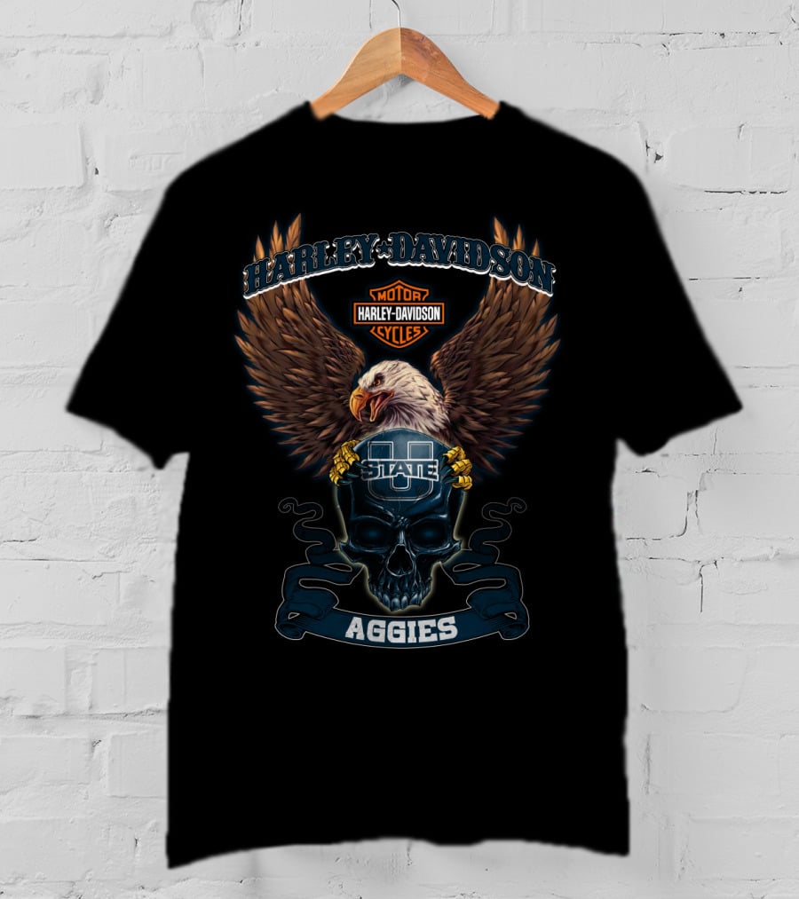 Harley Davidson Motorcycles Utah State Aggies Eagle Skull U State T-Shirt
