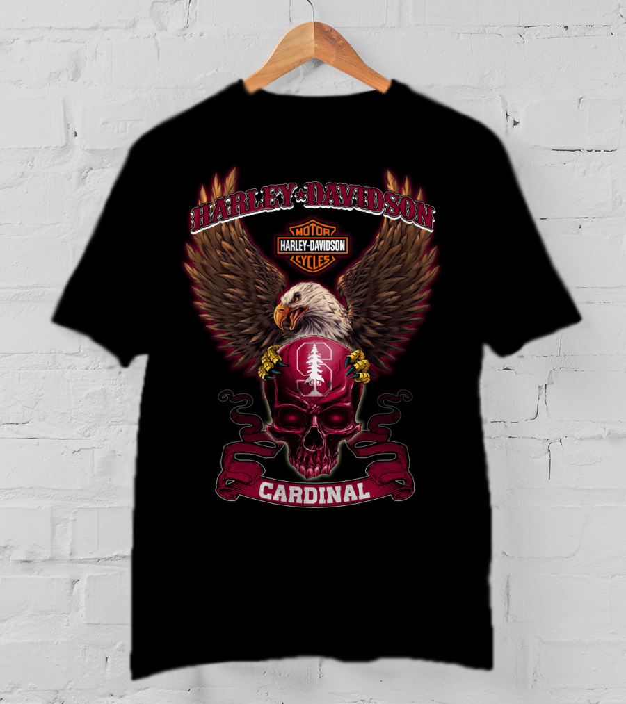 Harley Davidson Cardinal Hd 0429 Stanford Cardinal Skull And Eagle T-Shirt