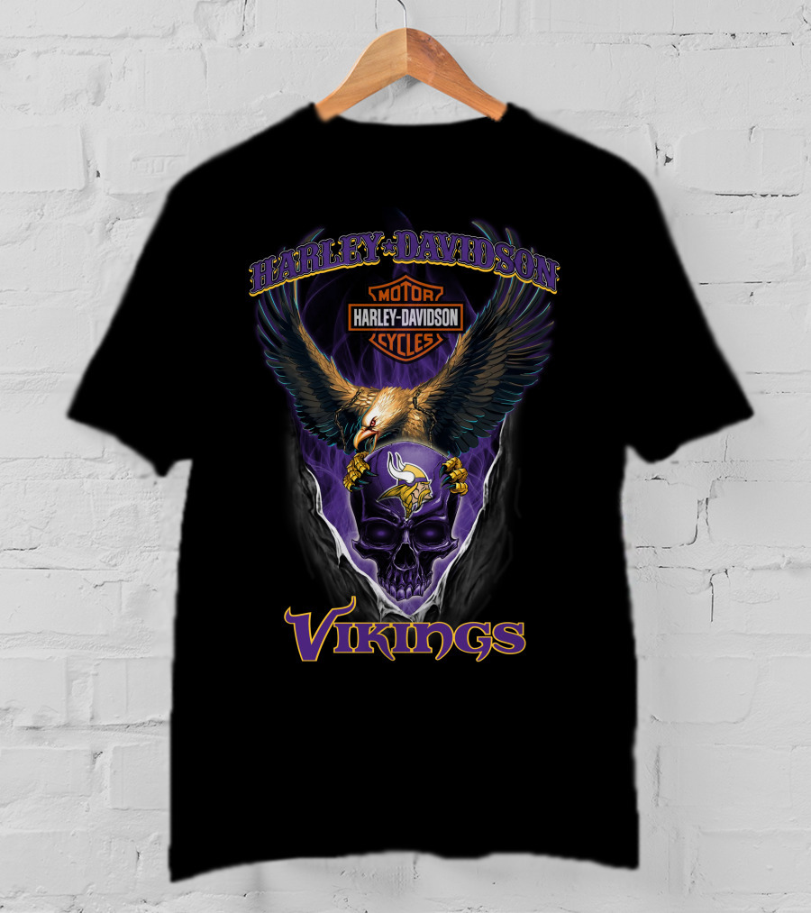 Harley Davidson Motor Cycles Vikings Minnesota T-Shirt