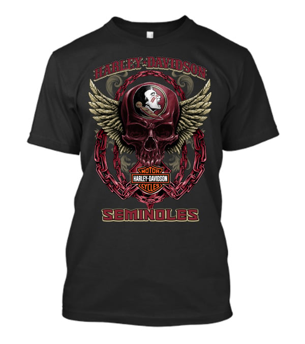 Harley Davidson Motor Cycles Seminoles Skull T-Shirt