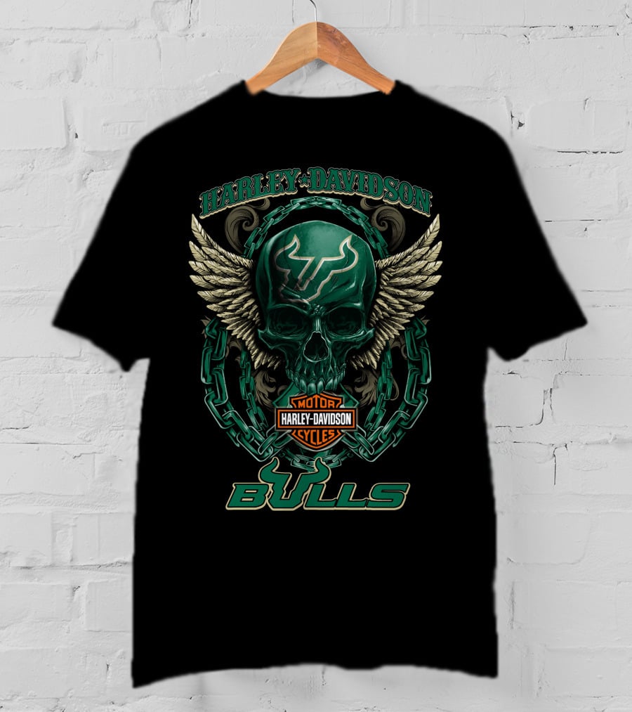 Harley Davidson South Florida Bulls Skull Winged T-Shirt