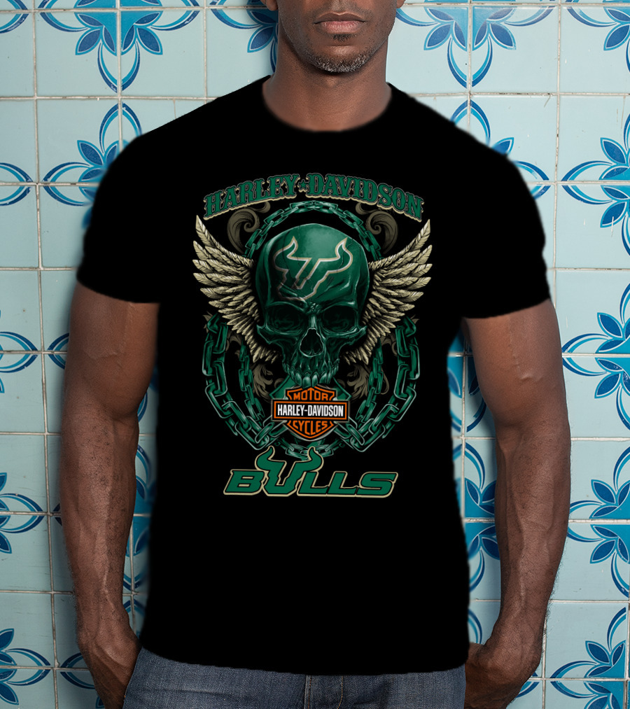Harley Davidson South Florida Bulls Skull Winged T-Shirt