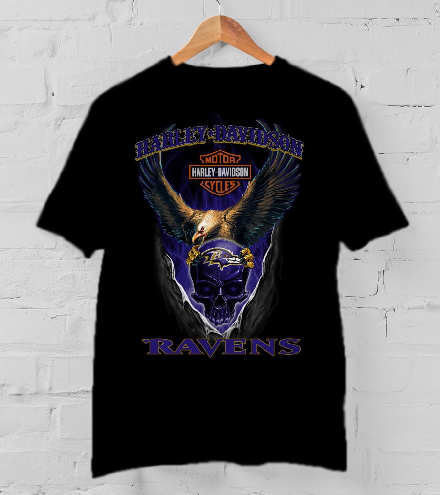 Harley Davidson Motor Cycles Ravens Baltimore Ravens T-Shirt