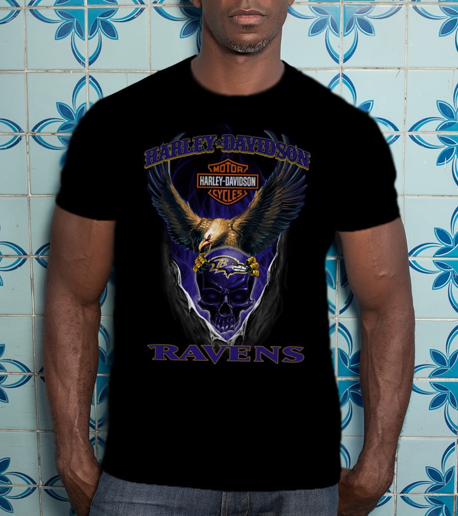 Harley Davidson Motor Cycles Ravens Baltimore Ravens T-Shirt