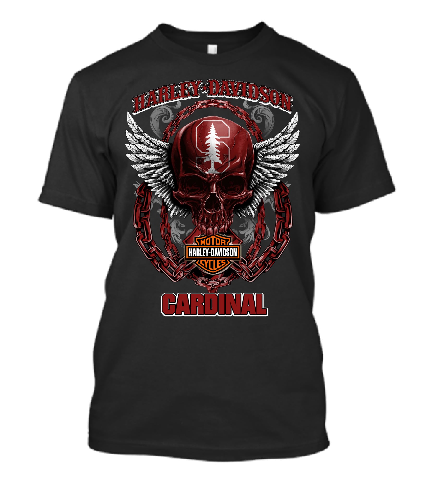Harley Davidson Stanford Cardinal Skull Wings Chains T-Shirt