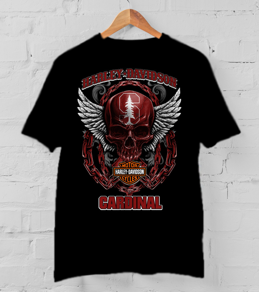 Harley Davidson Stanford Cardinal Skull Wings Chains T-Shirt
