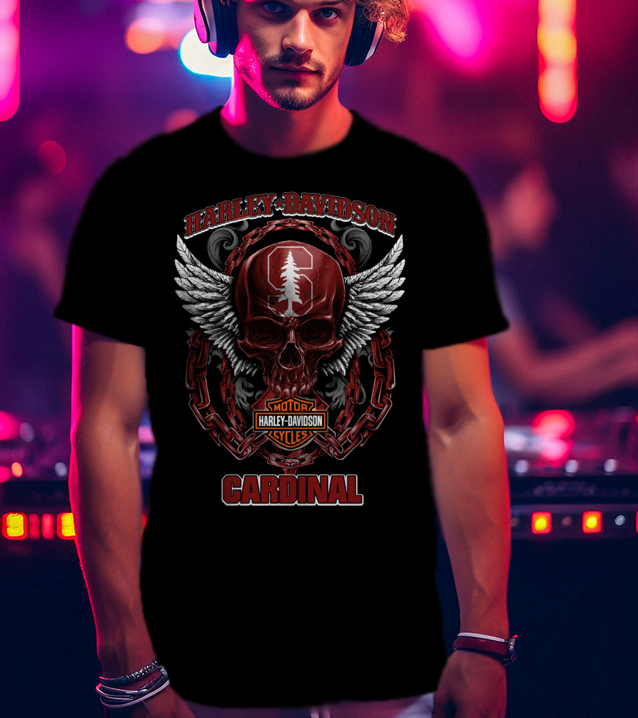 Harley Davidson Stanford Cardinal Skull Wings Chains T-Shirt