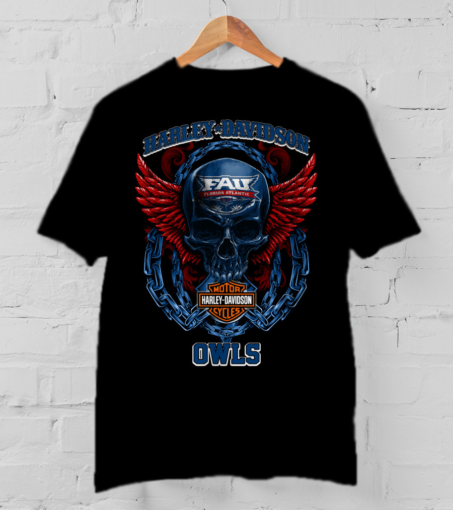 Harley Davidson Fau Florida Atlantic Owls Motorcycles Cycles T-Shirt