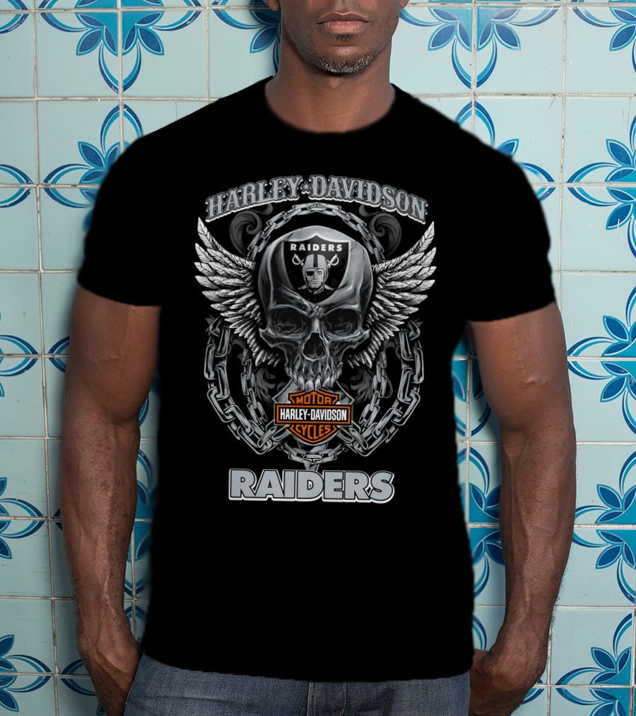 Harley Davidson Raiders Motorcycles Nfl Las Vegas Raiders T-Shirt