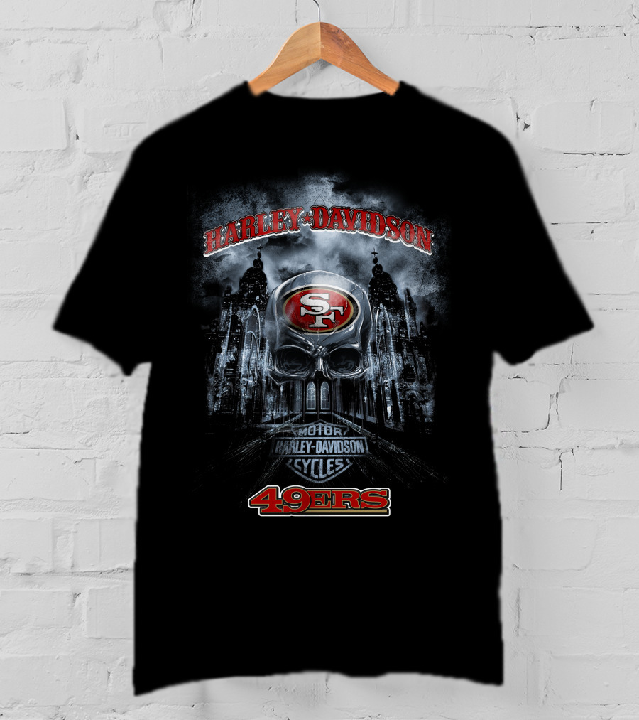 Harley Davidson San Francisco 49ers Skull Motor Cycles T-Shirt