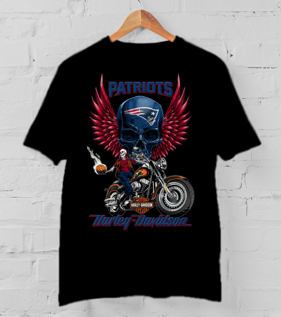 Patriots Harley Davidson Motor Cycles Nfl New England T-Shirt