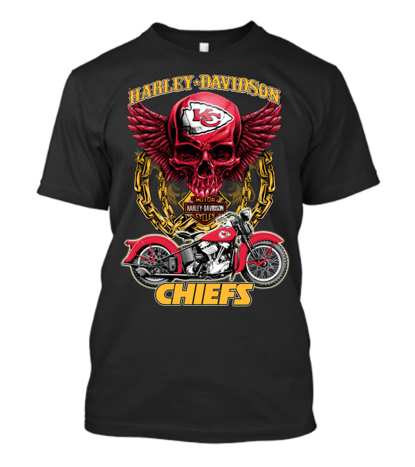 Harley Davidson Kansas City Chiefs Nfl Motorcycle Skull Chiefs T-Shirt