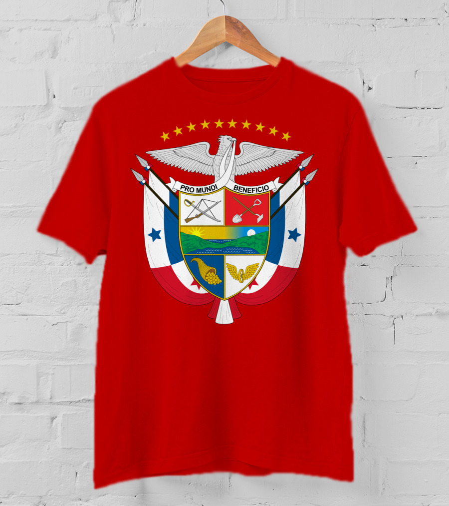 Pro Mundi Beneficio Escudo De Panamá Coat Of Arms Flag T-Shirt