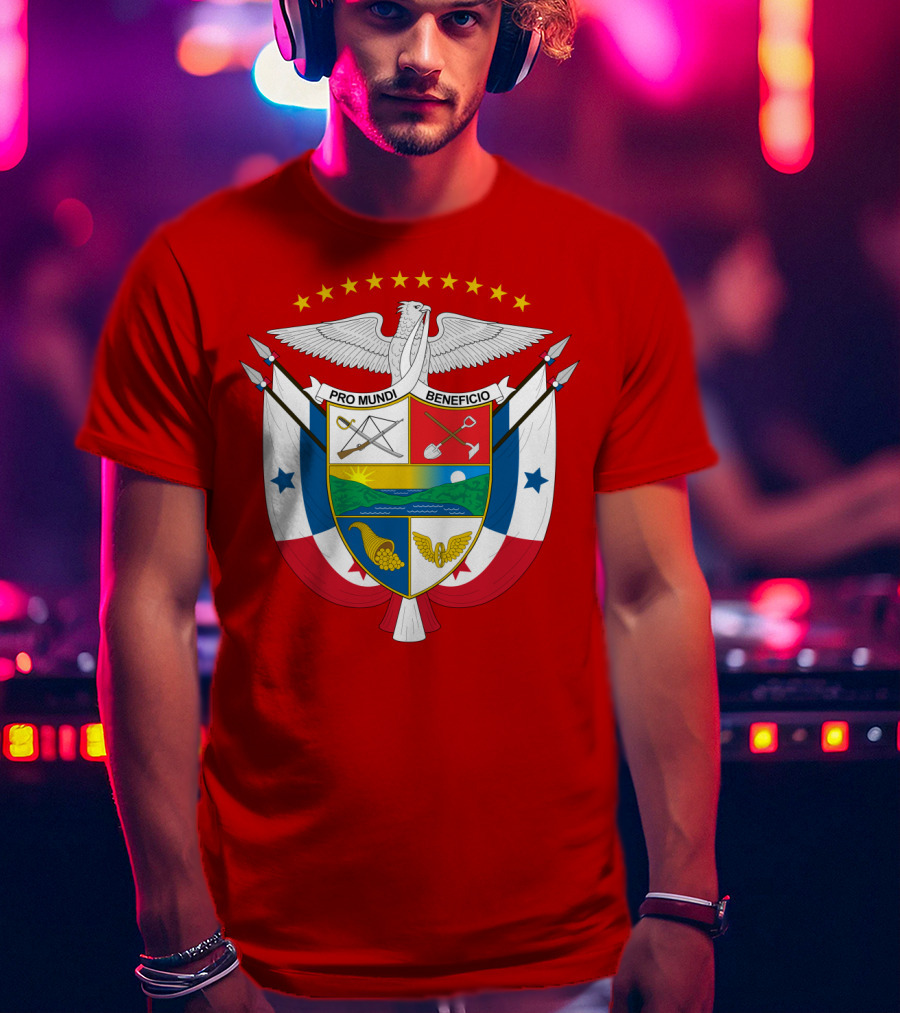 Pro Mundi Beneficio Escudo De Panamá Coat Of Arms Flag T-Shirt