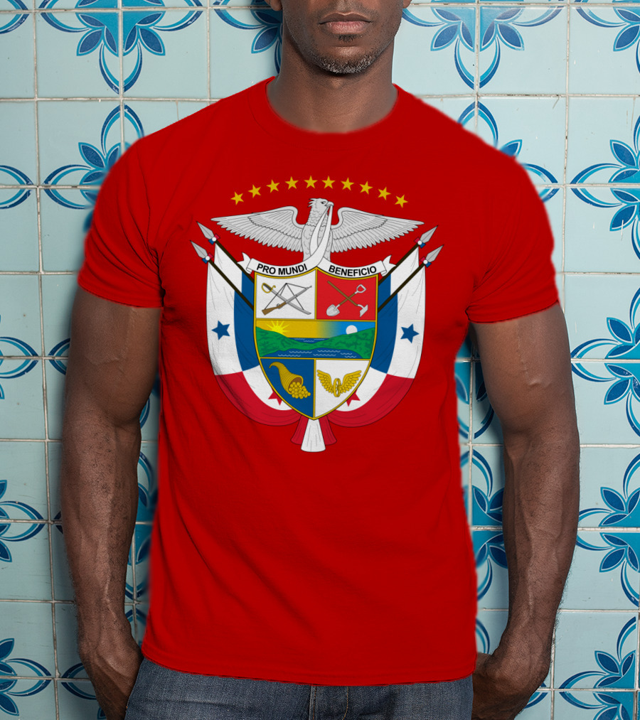 Pro Mundi Beneficio Escudo De Panamá Coat Of Arms Flag T-Shirt