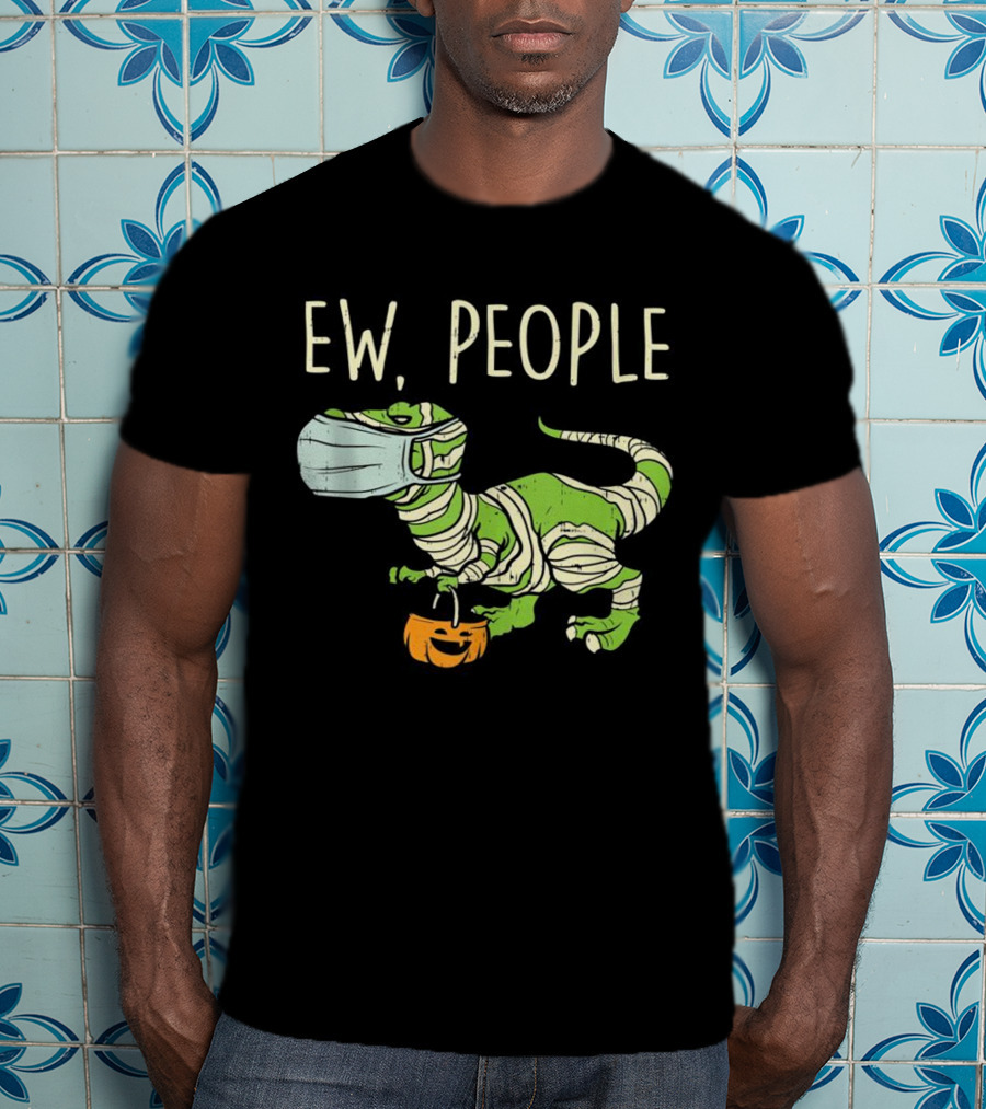 Ew People Halloween Dinosaur Mummy With Pumpkin T-Shirt